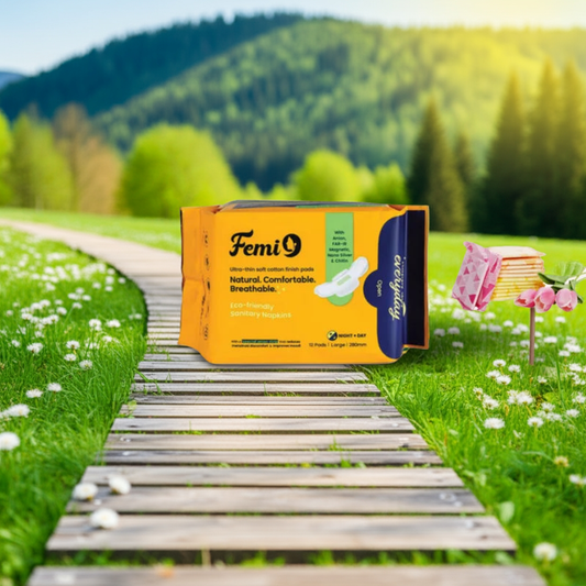 Femi9 Anion Sanitary Napkins | 280mm | Large 12 Pads | Cotton pads