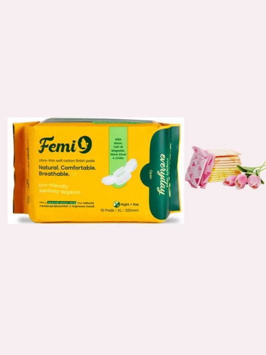 Femi9 Anion Sanitary Napkins | 320mm | XL-10 Pads | Cotton pads